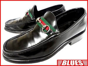即決★イタリア製 GUCCI★26cm レザービットローファー グッチ メンズ 42 黒 ブラック 本革 ビジネスシューズ 本皮 スリッポン 革靴
