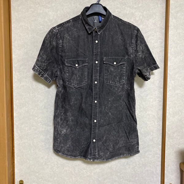 H&M デニムシャツ メンズ ブラック Mサイズ