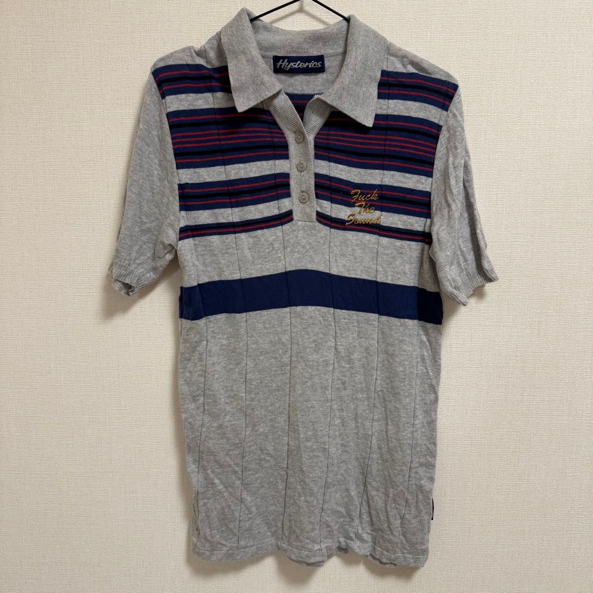 Hysterics ポロシャツ ボーダー柄 グレー Mサイズ
