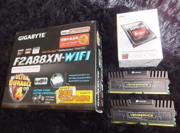 GA-F2A88XN-wifi FM2 AMD A10-6700T 8GB×2 メモリ CORSAIR16GB セット販売