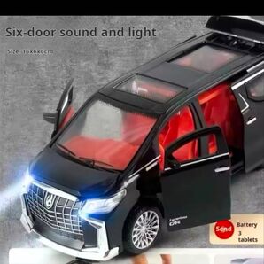 1/32 アルファードミニカー ライト点灯 フルオープン 音ギミック プルバックカー ブラック 未使用品