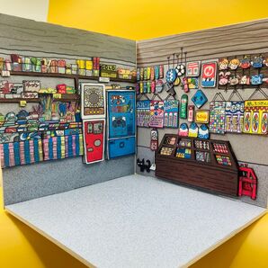 【駄菓子屋の中】 背景ボード 1/12 半立体 ペーパークラフト ミニチュア 昭和レトロ