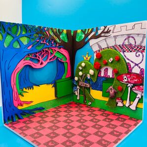 【アリスの庭】 背景ボード 1/12 半立体 ペーパークラフト ドールハウス 3D