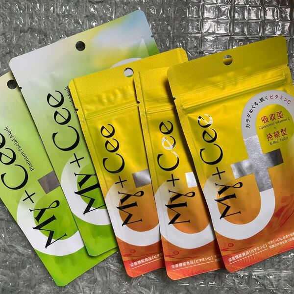 【MY Cee マチシー 】フェイシャルマスク×2枚、ビタミンC サプリ 60粒×3袋 さくらの森