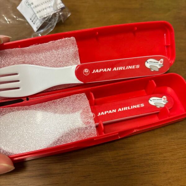 JAL スプーンとフォークセット ケース付き お弁当に お出かけに カトラリーセット