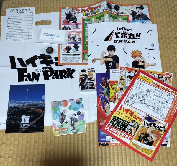ハイキュー ファンパーク fan park 来場者特典 入場特典 ハイキュー!! ドンピシャデッキ ショッパー 缶バッジ 色紙
