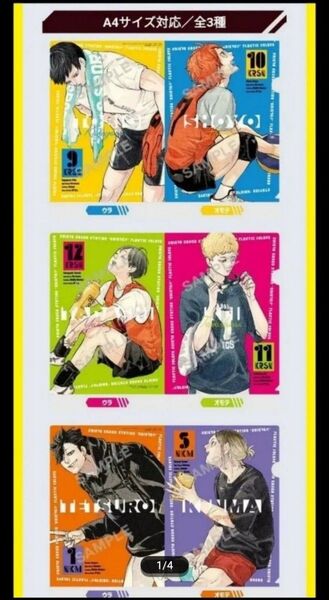 非売品 ハイキュー ハイキュー!! 最強ジャンプ クリアファイル 3点 台紙付 ガシャ 黒尾鉄朗 孤爪研磨 月島蛍 影山飛雄 日向