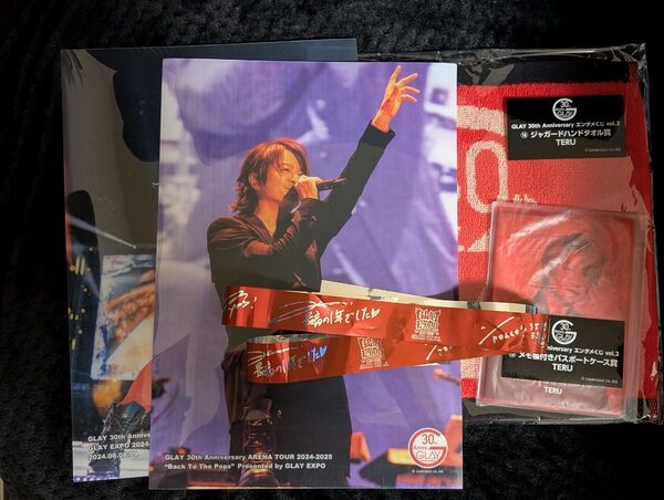GLAY エンタメくじ TERU アクリルポスター2種 ハンドタオル パスポートケース 銀テープ付