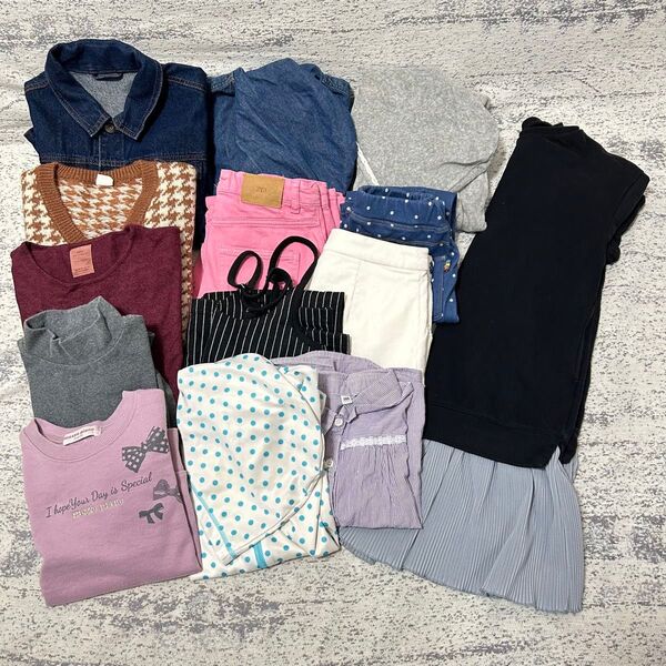 キッズ服 まとめ売り 140サイズ 女の子 14点セット ワンピース ボトム