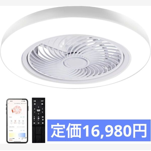 シーリングファンライト 60W 扇風機 LED Φ51CM 天井照明 リモコン付属 調光調色