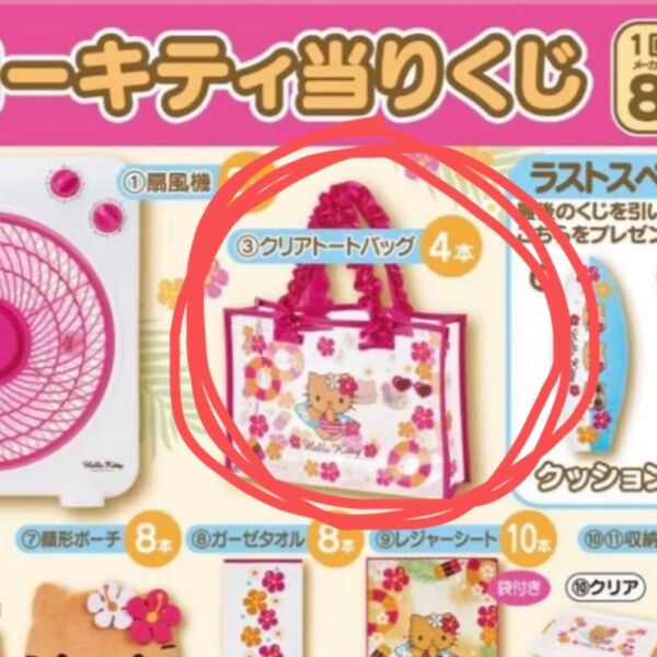 sanrio サンリオ 1番くじ 当たりくじ 日焼けキティ ハローキティ クリアトートバッグ