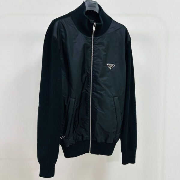 【極美品】PRADA プラダ 三角ロゴ ナイロン ジャケット ニット L size48