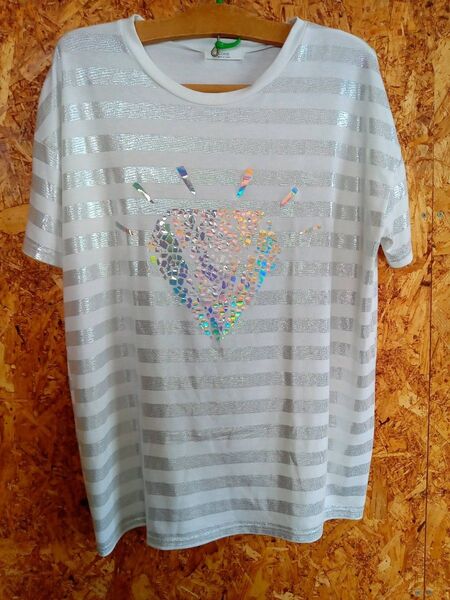 ボーダーTシャツ ラメ ハート メイドイン韓国