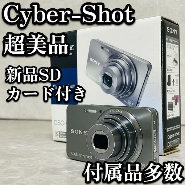送料無料 SONY サイバーショット DMC-W570 コンパクト デジカメ コンデジ SDカード付き シルバー 付属品完備