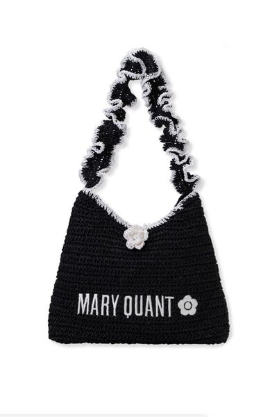 【LILY BROWN×MARY QUANT】ペーパーラウンドフリルバッグ ブラック ハンドバッグ ショルダー トートバッグ