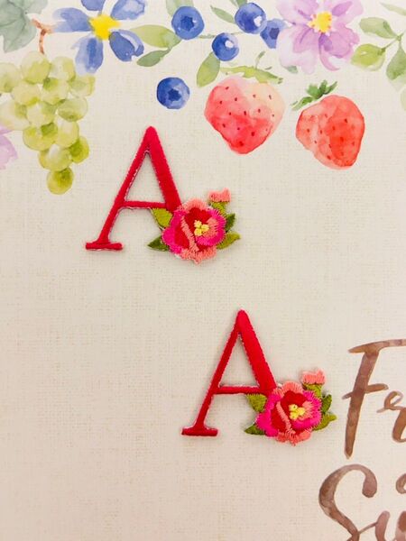 刺繍ワッペン アルファベット A 2個セット