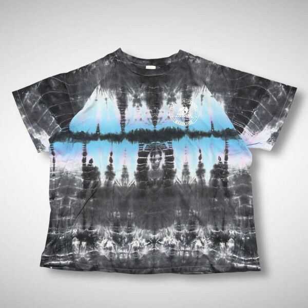 90sアメリカ製ブルーブラックスミクロタイダイTシャツシングルステッチ希少カラー 半袖TシャツXL ヴィンテージ Tシャツ