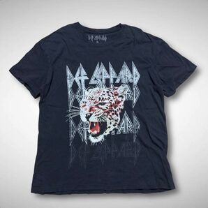 Def LeppardバンドT黒ブラックレオパード柄ロックTヴィンテージ古着XL