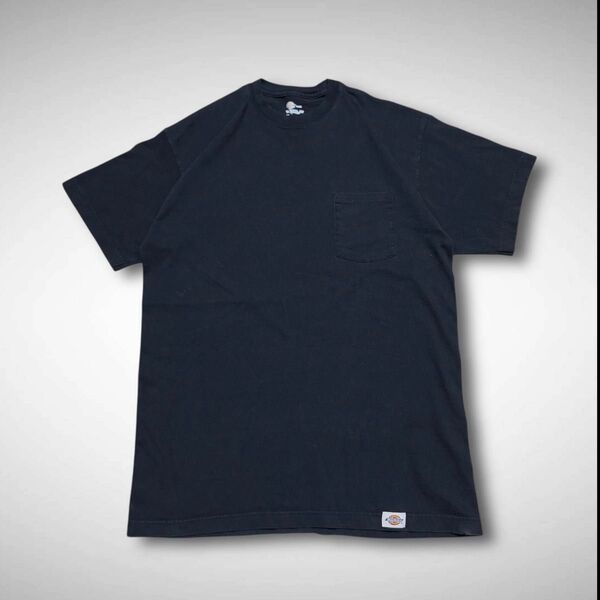 Dickies ディッキーズ黒ブラック無地ポケTシャツ XLワークストリート古着半袖Tシャツ