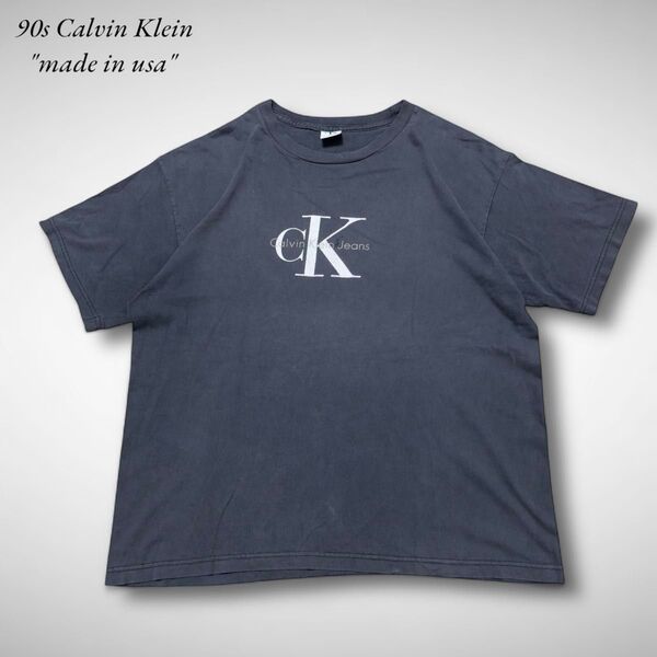 90s Calvin Klein Jeans ロゴTシャツアメリカ製 USA製スミクロフェード ビンテージT US古着