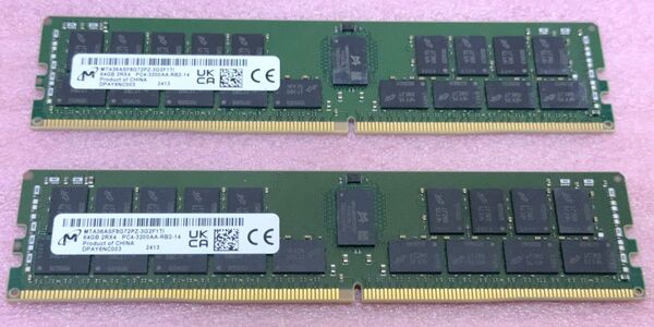 MT MTA36ASF8G72PZ-3G2F1 2枚◆PC4-3200AA DDR4 ECC RDIMM 128GB@64GB