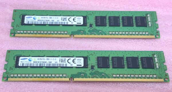 Samsung M391B1G73QH0-YK0 2枚■PC3L-12800E DDR3 ECC UDIMM 16GB@8GB
