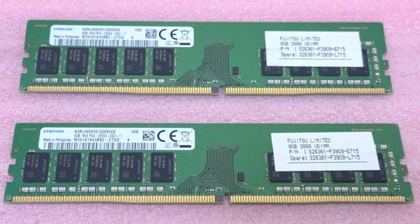 Samsung M391A1K43BB2-CTDQ 2枚■PC4-2666V DDR4 ECC UDIMM 16GB(8GB2枚)