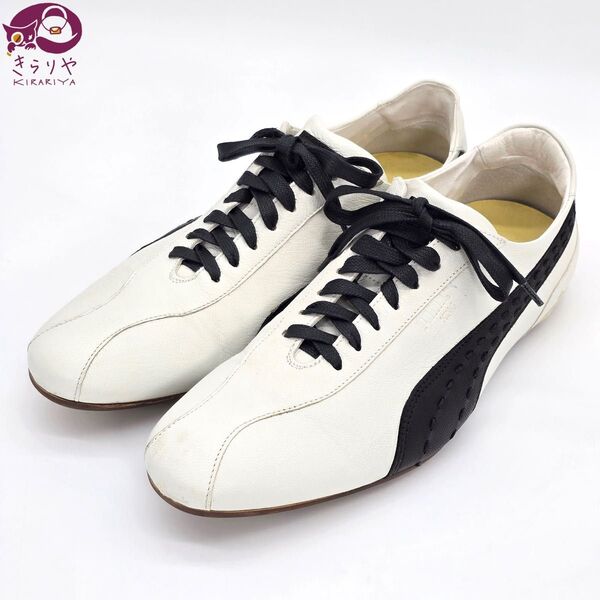 96HOURS PUMA スニーカー ドライビングシューズ 27㎝ レザー/牛革 ホワイト/ブラックカラー 箱 保存袋 取扱説明書