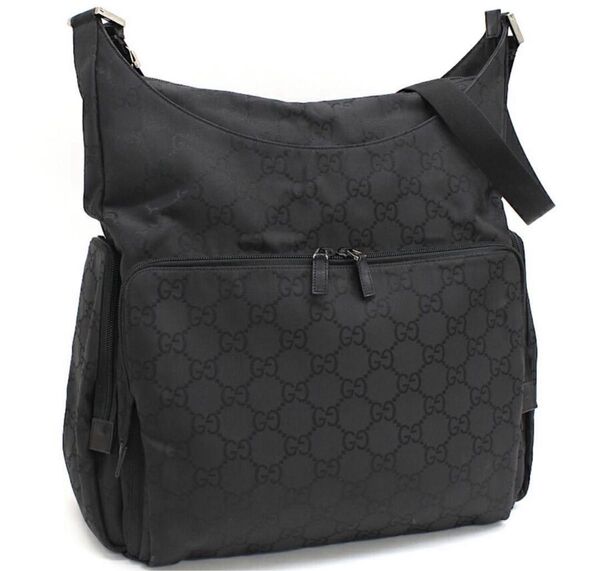 グッチ GUCCI ナイロン 希少90年代 斜めがけショルダーバッグ GG柄 GUCCI 112249 200047 BLACK