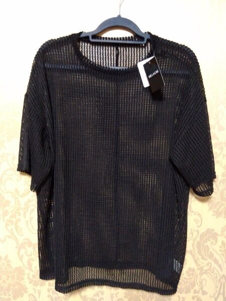 新品タグ付き RELACHE メッシュニット 半袖 L ブラック