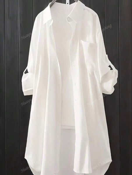 ロングシャツ 白 羽織り