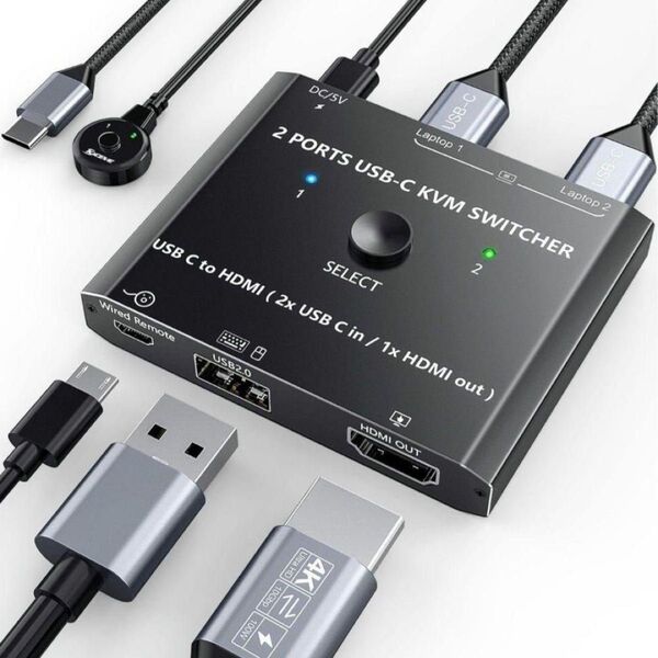 USB C 切替器 4K@60Hz HDMI KVM スイッチ ケーブル