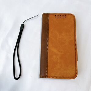 galaxy S22手帳型スマホケース マグネットスタンド機能 ブラウン シンプル