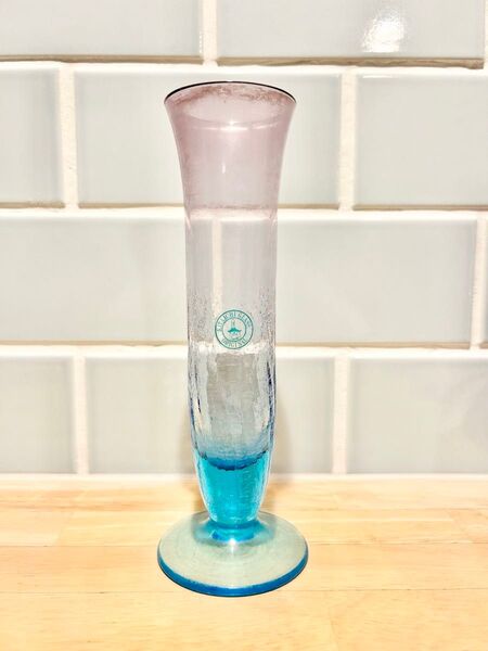 北一硝子 ガラス 花瓶 一輪挿し 花器 花入 フラワーベース パープル ブルー クリスタル インテリア 置物 グラス ダメージ