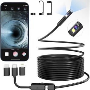 【300万画素&WIFI不要】BlueFire ファイバースコープデュアルレンズ 7.8mm極細レンズ 防水工業用内視鏡カメラ