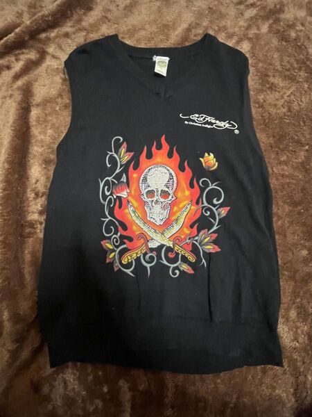 (archive)Ed Hardy ラインストーン ワッフル ベスト y2k エドハーディー