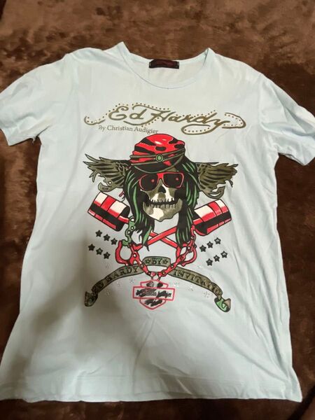(archive)Ed Hardy by Christian Audigier Tシャツ ブラック スカルラインストーン
