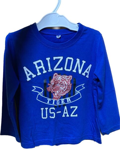 しまむら 長袖Tシャツ ARIZONAロゴ 110 青 ロンT 男の子 ブルー