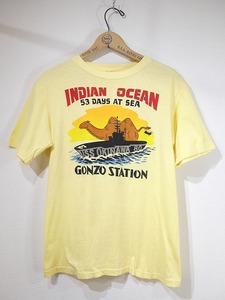 レア 70s 80s ビンテージ USS OKINAWA INDIAN OCEAN GONZO STATION 軍艦 染込み プリント ミリタリー Tシャツ M位 40s 50s 60s