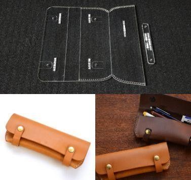 ぺンケース レザークラフト 透明 アクリル型 型紙