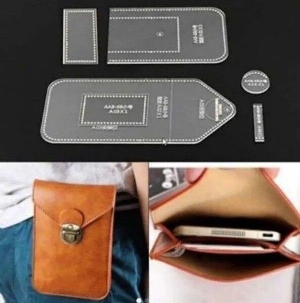 男性用 スマホケース 透明 アクリル型セット レザークラフト 型紙