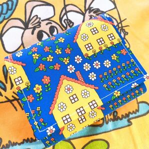お花ハウス柄ミニ財布 ハンドメイド財布ポーチ 折り財布