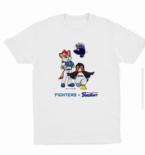 北海道日本ハムファイターズ×東京ヤクルトスワローズ コラボTシャツ フレップ&つば九郎 Lサイズ
