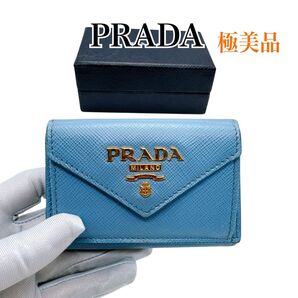 プラダ 1MH021 レザー サフィアーノ コンパクトウォレット 三つ折り財布