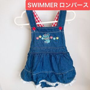 美品SWIMMERデニムくまちゃんロンパース ジャンパースカート バースデイ コトリ フタフタ データテート ママラク