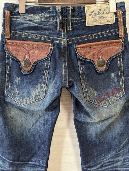 ロリータジーンズ ダメージデニム クロップドパンツ レディース XS