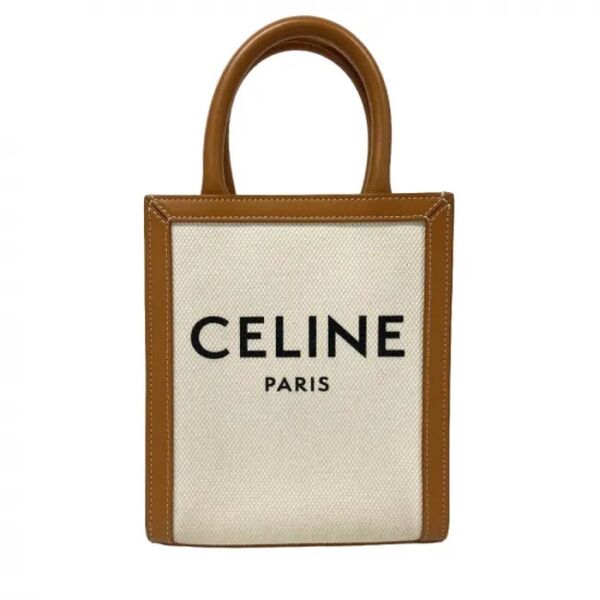 【良品】CELINE ミニバーティカルカバ ナチュラルタン 2WAY