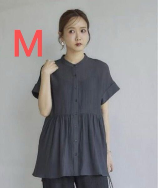 田中里奈 ペプラムブラウス Mサイズ ダークグレー
