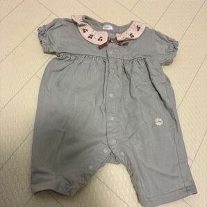 futafuta ベビーロンパース 60-70 さくらんぼ刺繍 グリーン