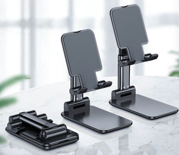 折りたたみ式 黒 スマホスタンド スマホスタンド 卓上軽量 滑り止め 携帯電話ホルダー